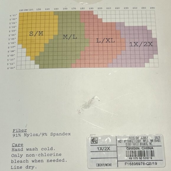 2019 A New Day Fashion Tights Black Floral Sheer 1X/2X Plus Size Nylon Spandex N - Picture 3 of 3